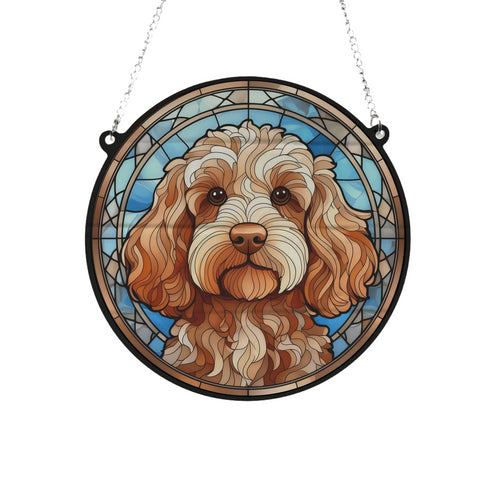 Cockapoo Golden Stained Glass Effect Suncatcher